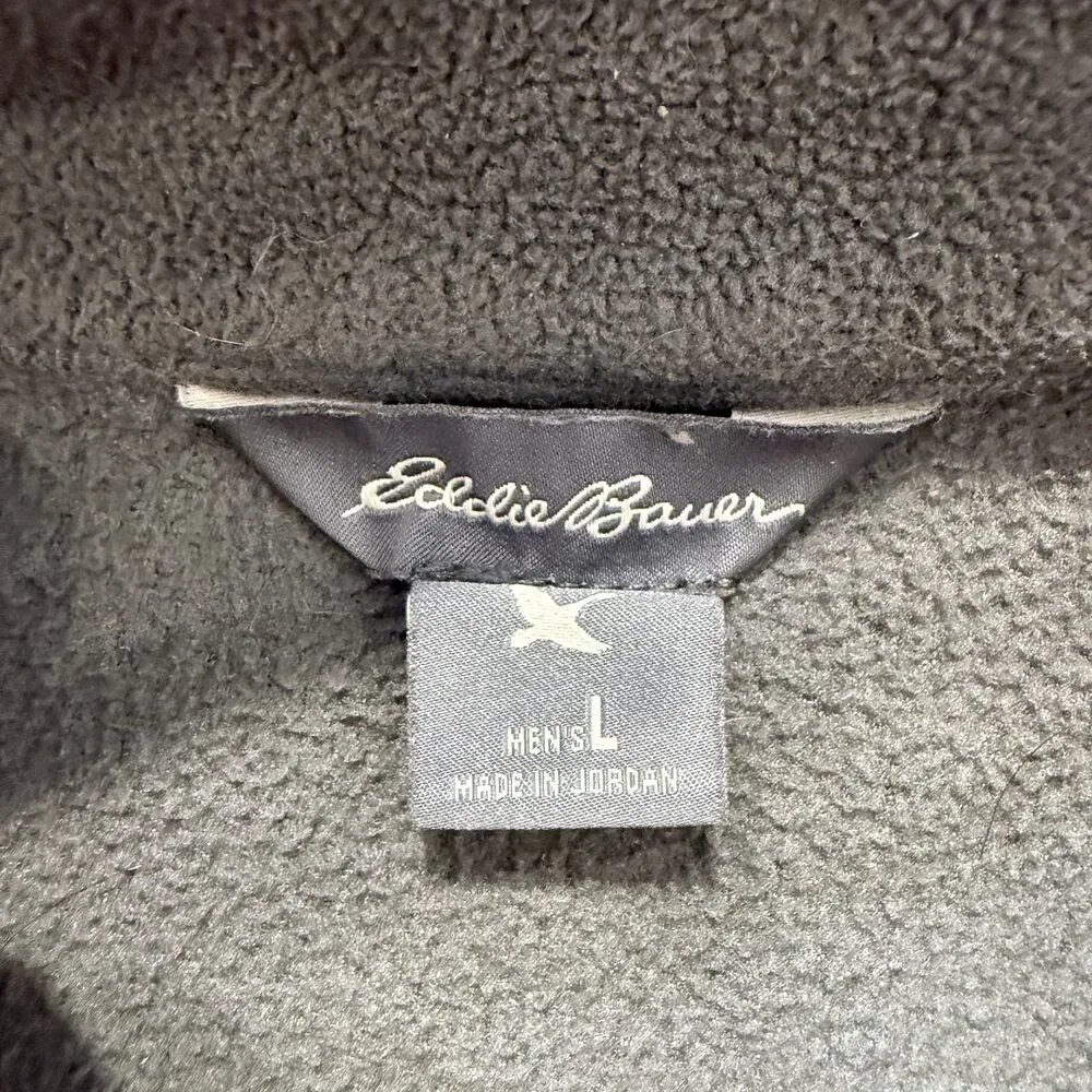Eddie Bauer Men's Charcoal Grey Quarter Zip Sweatshirt Classic Logo Y2K Size L